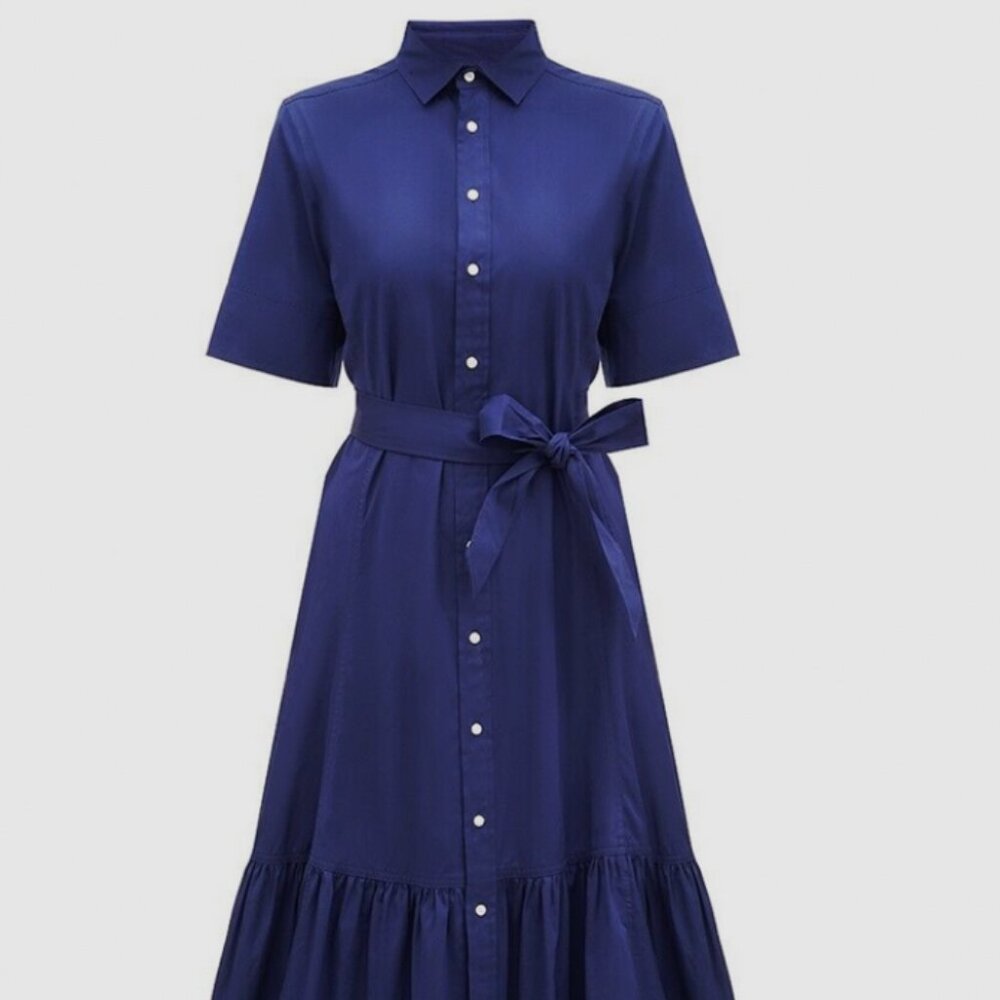 Polo Ralph Lauren Cotton Poplin Shirtdress Cobalt Blue Sapphire Sz 18